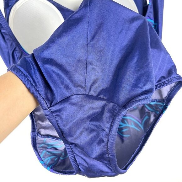 Vtg Maxine of Hollywood Blue Swimsuit 16 One-Piece Retro Pointy Bra 50s Stylel - Picture 3 of 10